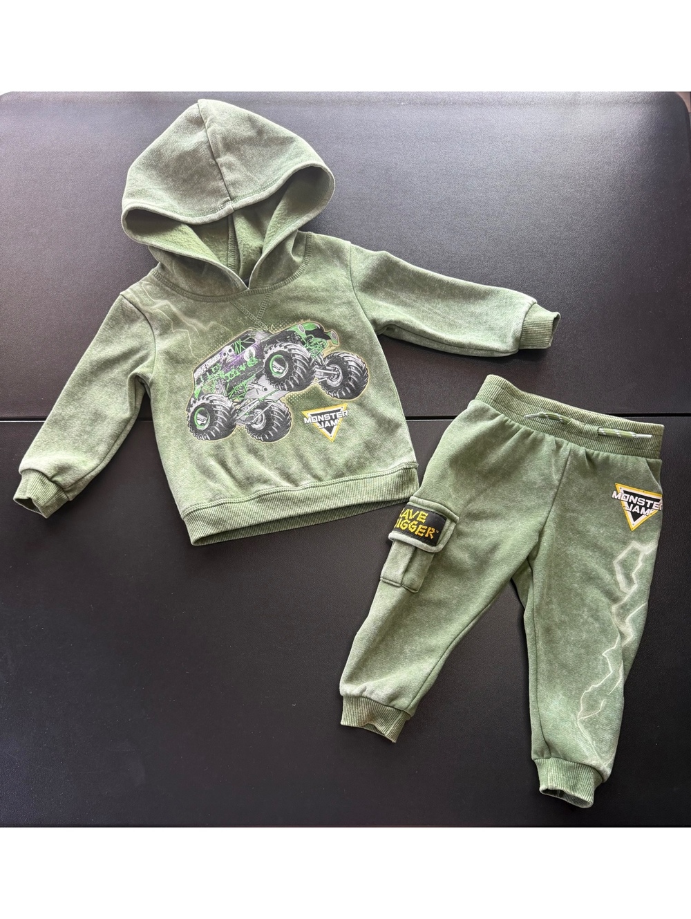 Monster Jam Grave Digger 12M Hoodie Jogger Set Green Monster Truck Outfit